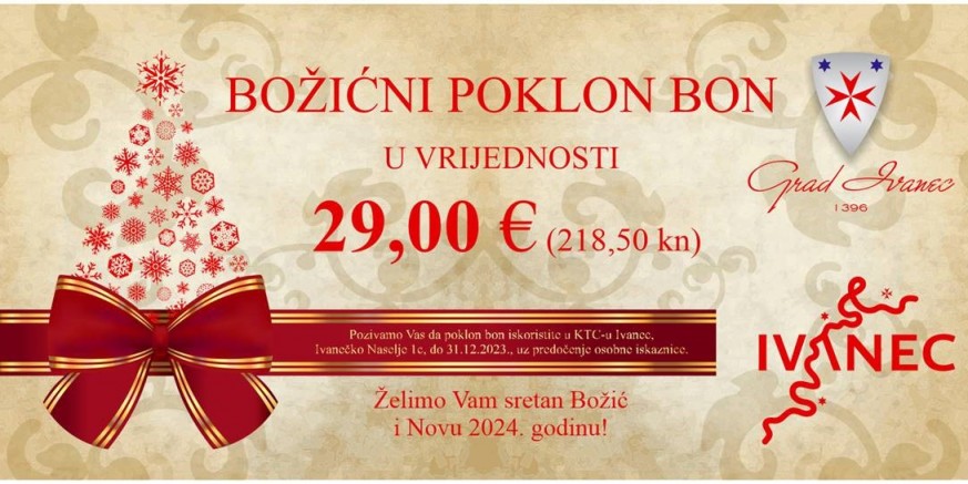 STIŽU BOŽIĆNI POKLON BONOVI GRADA IVANCA ZA NAJSTARIJE SUGRAĐANE Bonove od 29 eura (218,50 kn) primit će čak 1.020 građana