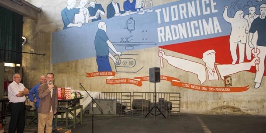 U tvorničkoj hali Itasa Prvomajske otkriven mural "Tvornice radnicima!" površine 80 četvornih metara