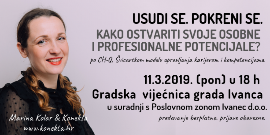 11. ožujka u Ivancu predavanje Marine Kolar: Kako ostvariti svoje osobne i profesionalne potencijale?